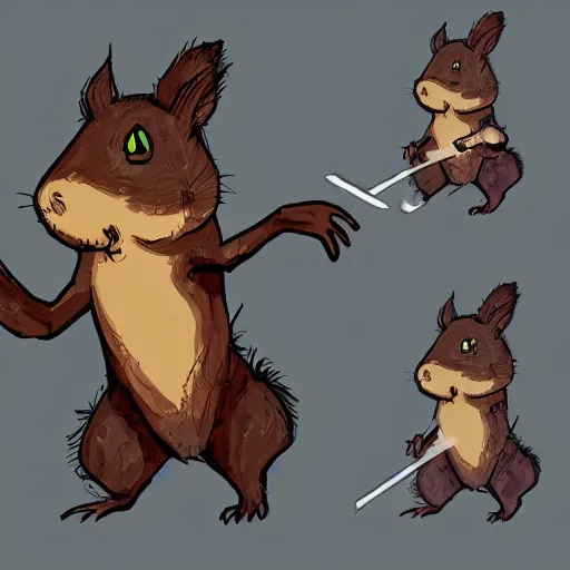 Image similar to squirrel as a dark souls boss using digital art