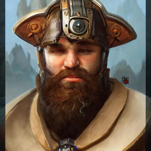 Prompt: a portrait painting of bardin goreksson steampunk ironbreaker, artstation, 8 k, fantasy