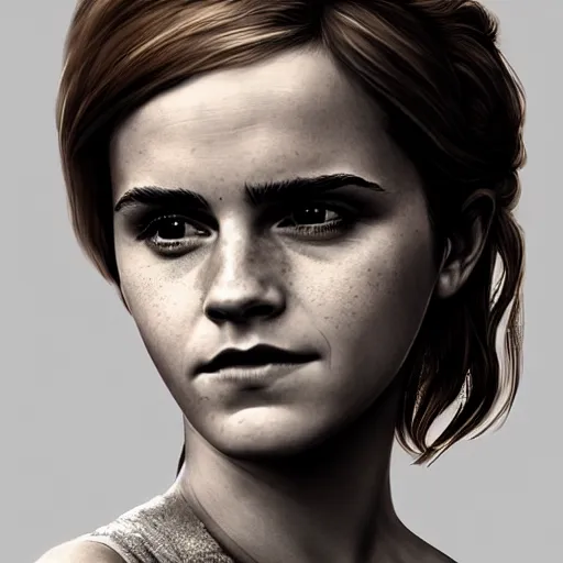 Image similar to 80 years old Emma Watson, portrait by Cedric Peyravernay, highly detailed, excellent composition, cinematic concept art, dramatic lighting, trending on ArtStation