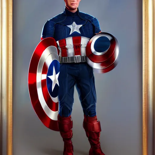 Image similar to full body concept art of Joe Biden as Captain America, oil on canvas, in the style of J.C. Leyendecker, Ross Tran and WLOP, 4k