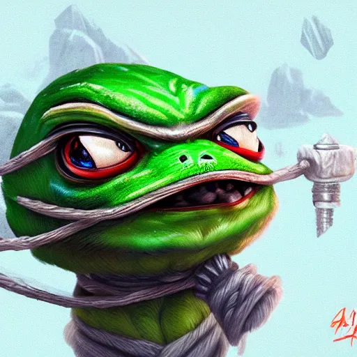 portrait of strong pepe shoot ice ball, concept art, | Stable Diffusion ...
