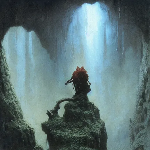 Prompt: ancient chanting in a cave, beksinski, ruan jia, wayne barlowe, warhammer art, weta workshop the hobbit art, lord of the ring art