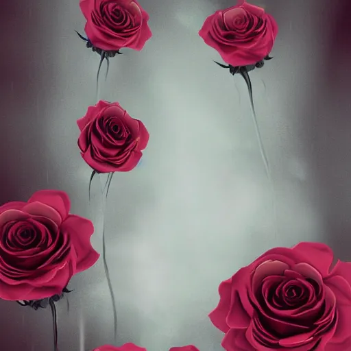 Prompt: transparent smokey roses, illustration, hazy, atmospheric, dark, digital art, high contrast, award winning, artstation,