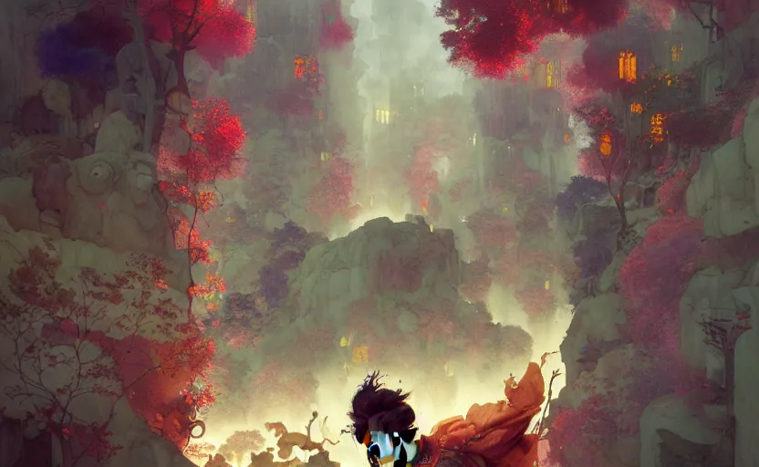 Image similar to office, fantasy. intricate, amazing composition, colorful watercolor, by ruan jia, by maxfield parrish, by marc simonetti, by hikari shimoda, by robert hubert, by zhang kechun, illustration, gloomy