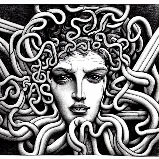 Image similar to Medusa by M.C. Escher