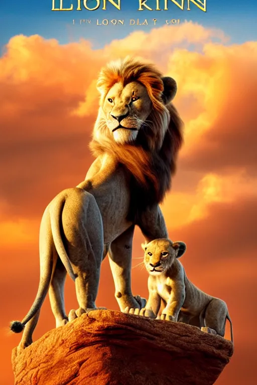 Prompt: lion king movie poster, cgi, cinema, realistic