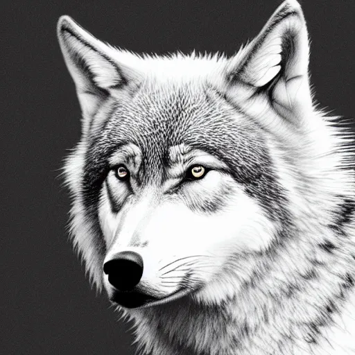 Image similar to professional line art of a wolf, high quality, HD, 8K, award-winning