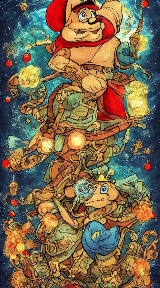 Prompt: Nintendo’s Toad as The Magician is a powerful figure who stands between the world of the living and the world of the dead. He is a conduit for the energy and forces of the universe. He is a skilled practitioner of the magical arts. He is focused and determined. He is a manifestation of the highest possible good.