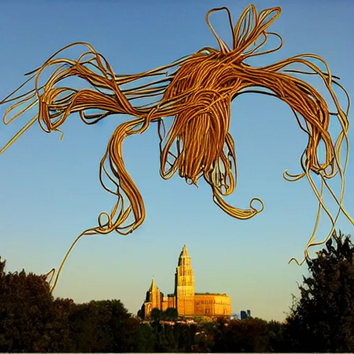 Prompt: spaghetti monster in the sky