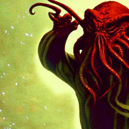 Prompt: cthulhu as a character on star trek, tv still, 4k,