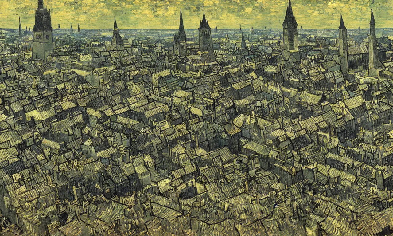 Prompt: highly detailed painting of whitechapel 1888 by van gogh