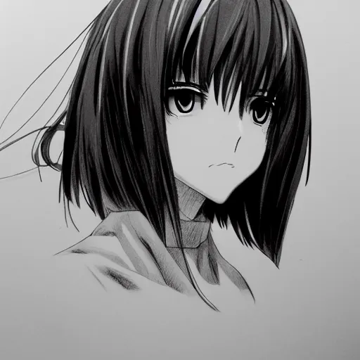 Image: Short Black Hair Girl #Anime #Drawing, Drawing