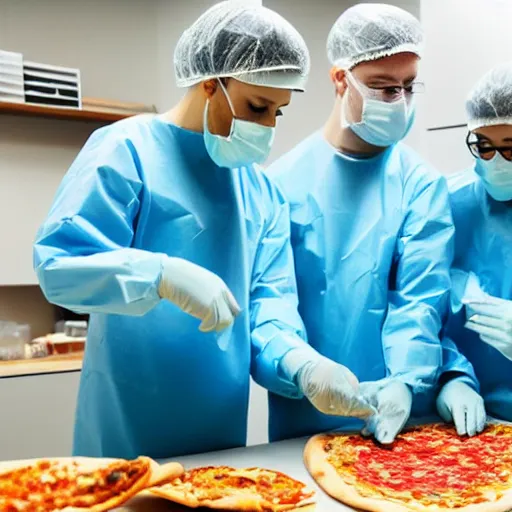 Image similar to surgeons operating on a slice of pizza