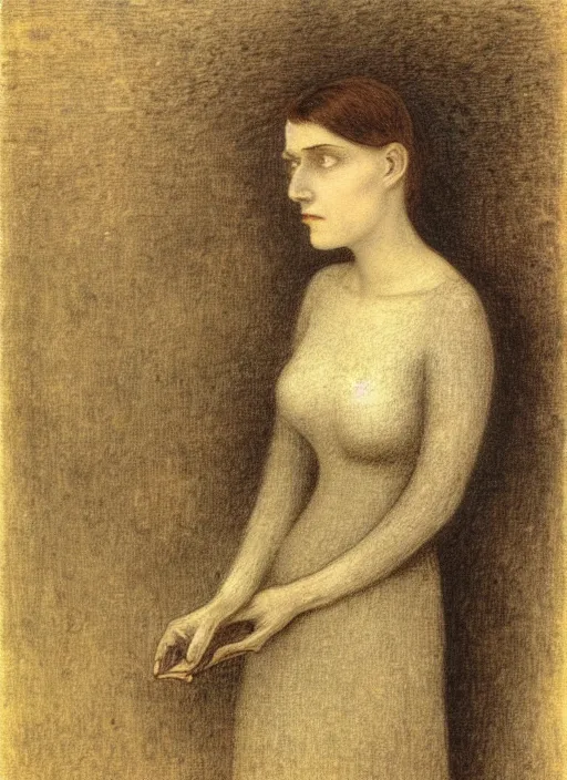 Image similar to a portrait of a pretty young lady by alfred kubin