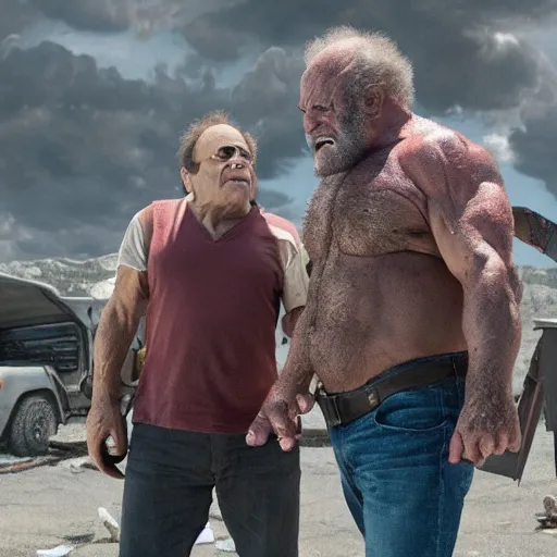 Image similar to danny devito as logan showing his adamantium claws in the movie logan