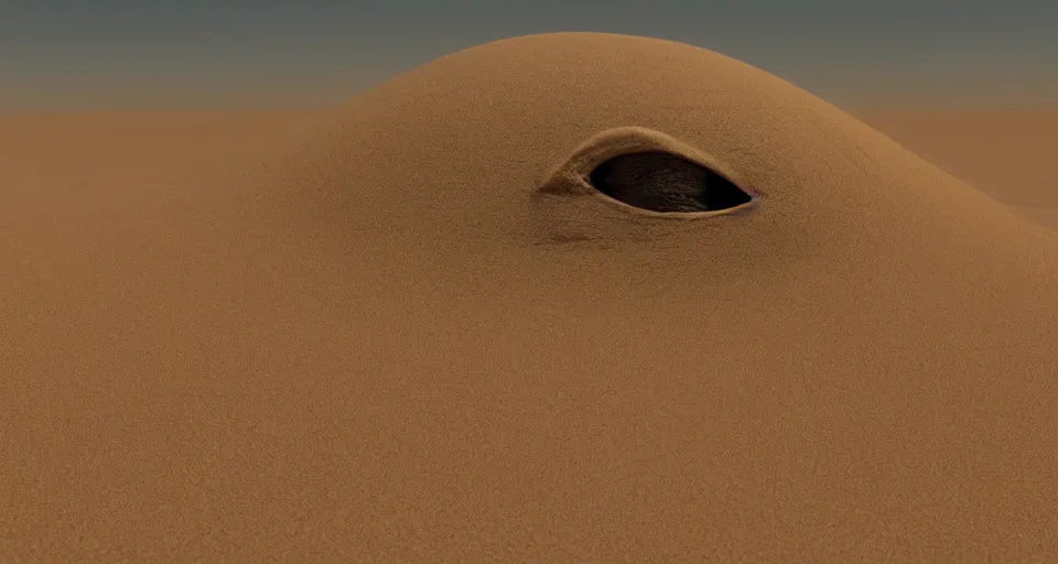 Prompt: a monster made out of sand, int he desert, 4k, photorealistic