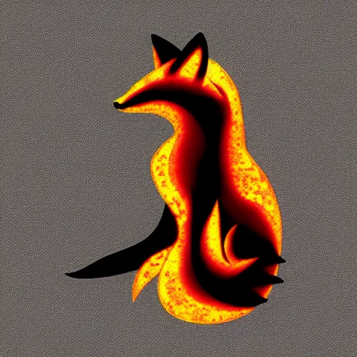 Image similar to fire fox with flames on a black background