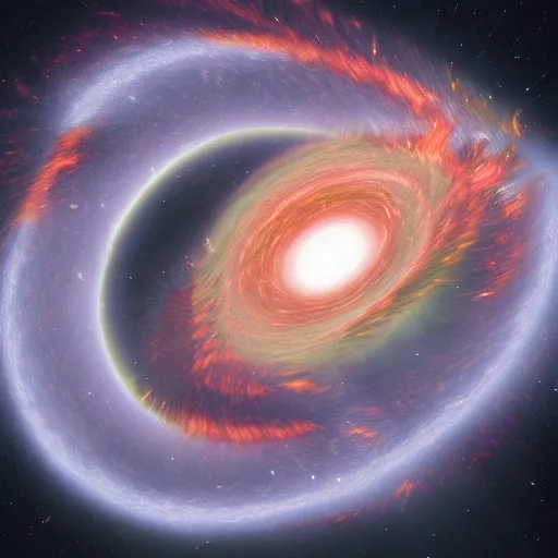 Image similar to gravitational galactic maelstrom, fire, vray