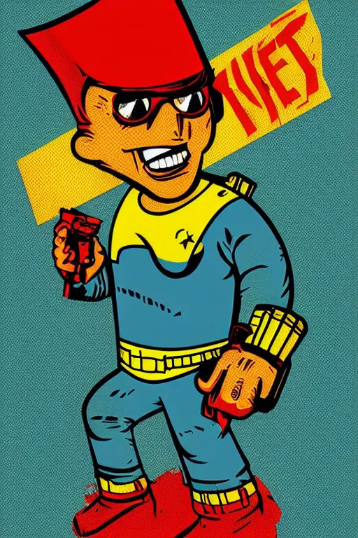 Image similar to fallout 7 6 retro futurist illustration art by butcher billy, sticker, colorful, illustration, highly detailed, simple, smooth and clean vector curves, no jagged lines, vector art, smooth andy warhol style