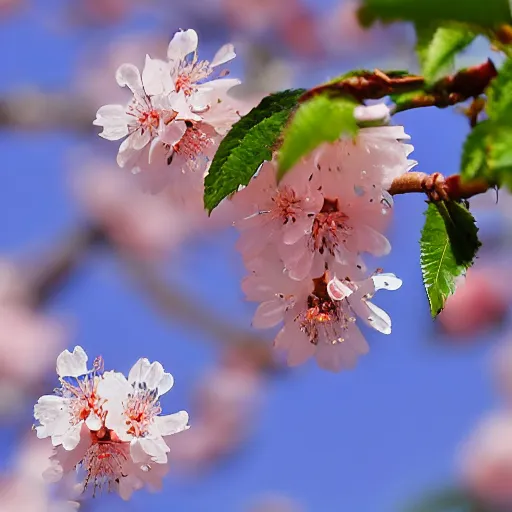 Prompt: japanese cherry blooming underneath the tesanj fortress