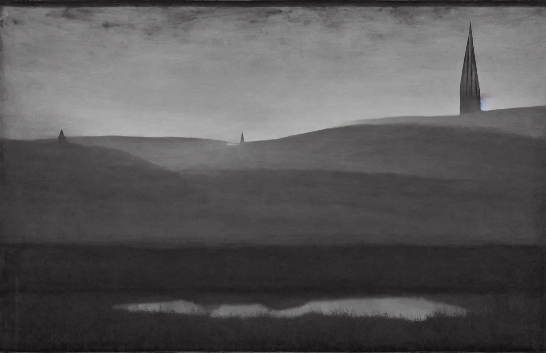 Image similar to suffolk landscape reflection of the hills actually impossible helicopter spotlight in this church interior, vertical lines suggest spirituality, rising beyond human reach toward the heavens. by katushiro otomo intact flawless ambrotype from 4 k criterion collection remastered cinematography gory horror film, ominous lighting, evil theme wow photo realistic postprocessing flicker of flame painting by claude gellee