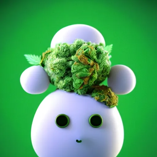 Image similar to portrait of a cannabis flavoured cute mochi snowball character. octane 8 k render by eyvind earle