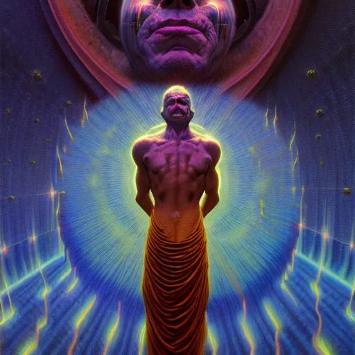 Prompt: cinematic portrait of a cosmic faceless god, only head and chest, intricate, desaturated, Tim Hildebrandt, Wayne Barlowe, Bruce Pennington, donato giancola, larry elmore, maxfield parrish, Moebius, Thomas Ehretsmann, oil on canvas, gouache painting, masterpiece, trending on artstation, cinematic composition, dramatic pose, volumetric lighting, sharp, details, hyper-detailed, HD, 4K, 8K