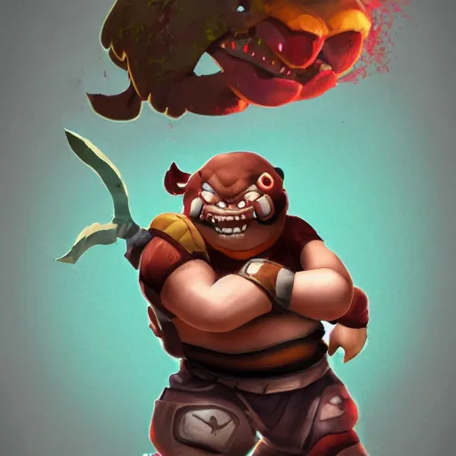 Image similar to pudge from dota 2, detailed