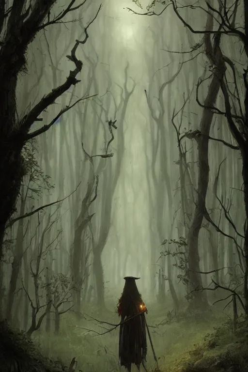 Prompt: Witch coven in the forest, horror, illustrated by Greg Rutkowski and Caspar David Friedrich., Trending on artstation, artstationHD, artstationHQ, 4k, 8k