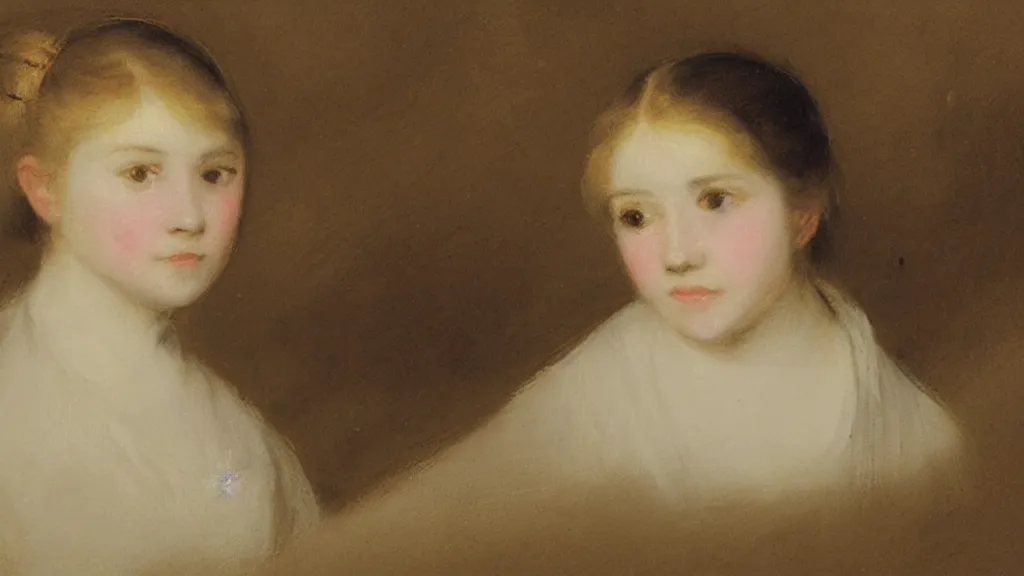 Prompt: A decent young girl portrait by JMW Turner.