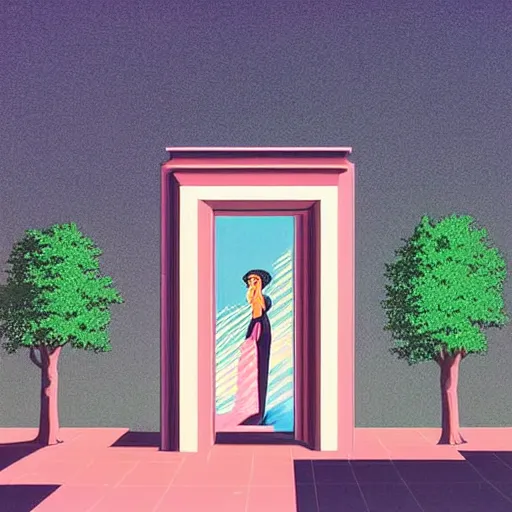 Image similar to a portal to a different dimension digital art by hiroshi nagai