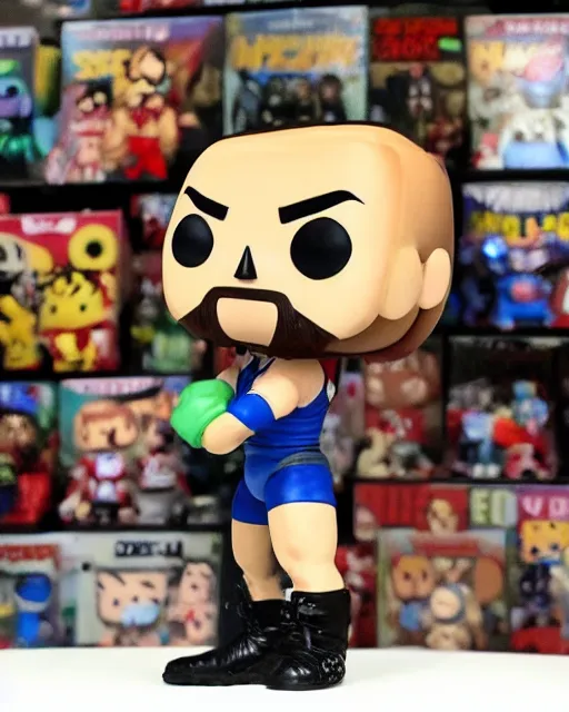 Image similar to Wrestler Funko Pop. Photographic, photography