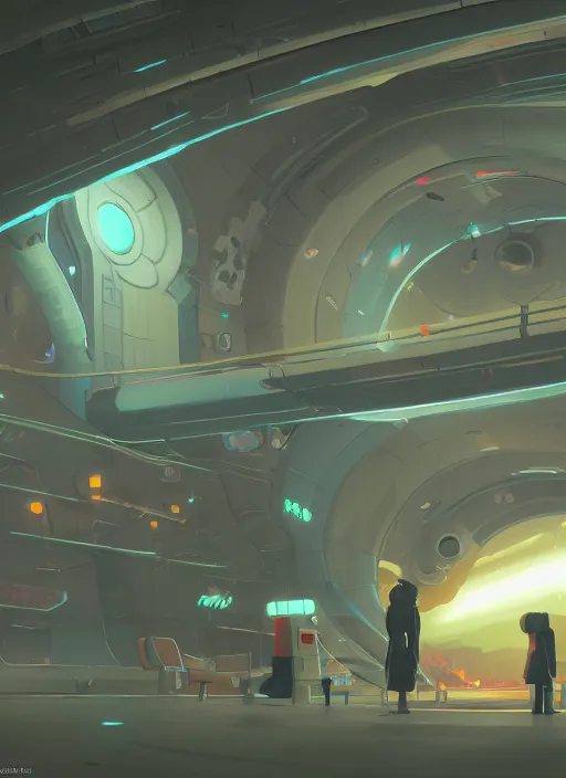 Image similar to underground futuristic tunnel, nuclear powered, detailed, futuristic, cory loftis, james gilleard, atey ghailan, makoto shinkai, goro fujita, studio ghibli, rim light, exquisite lighting, clear focus, very coherent, plain background