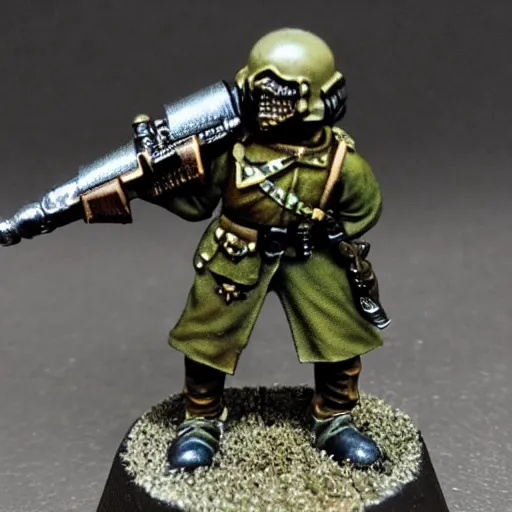 Image similar to an excited Death Korps of Kreig soldier