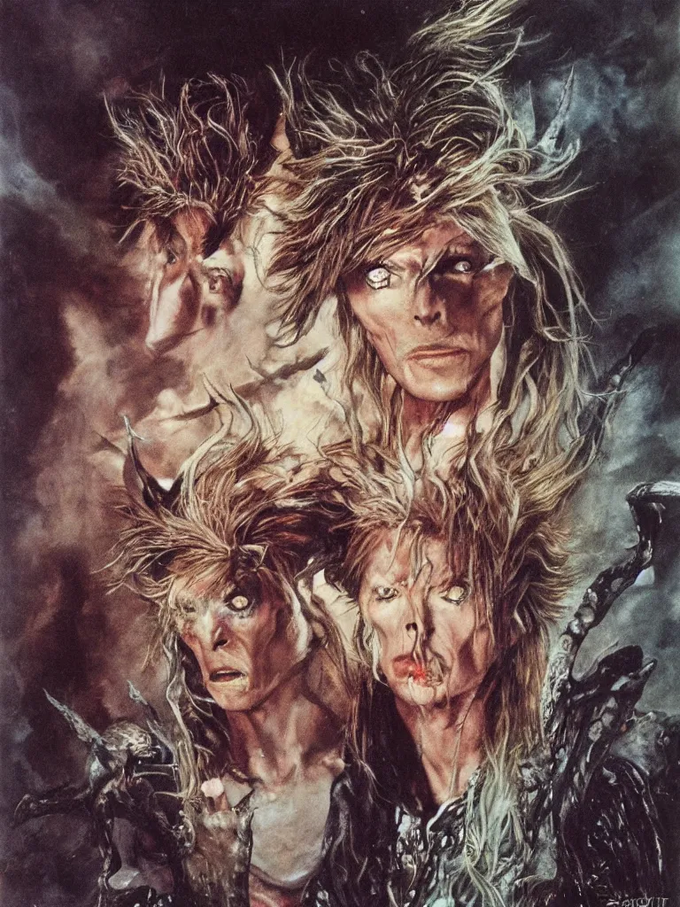 Prompt: David Bowie as the Goblin King by Brian Froud