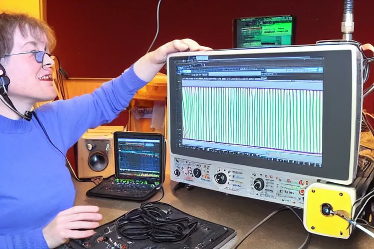 Image similar to an oscilloscope shaking a sound wave, wiggling a weasel, a stoat sinusoid spectacle : the wiggle and the wave - the wiggle is the wave! demonstration of a sine wave ermine.