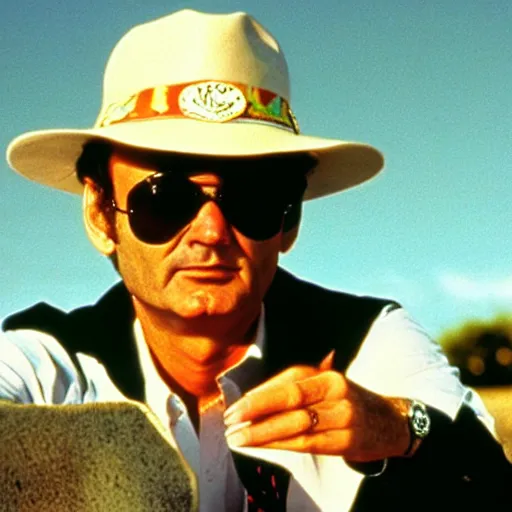 Image similar to bill murray in fear and loathing in las vegas, movie still, promotional shot