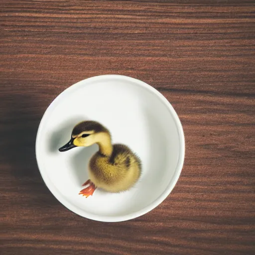 Image similar to duckling in a teacup, photography, minimalistic, 8 k