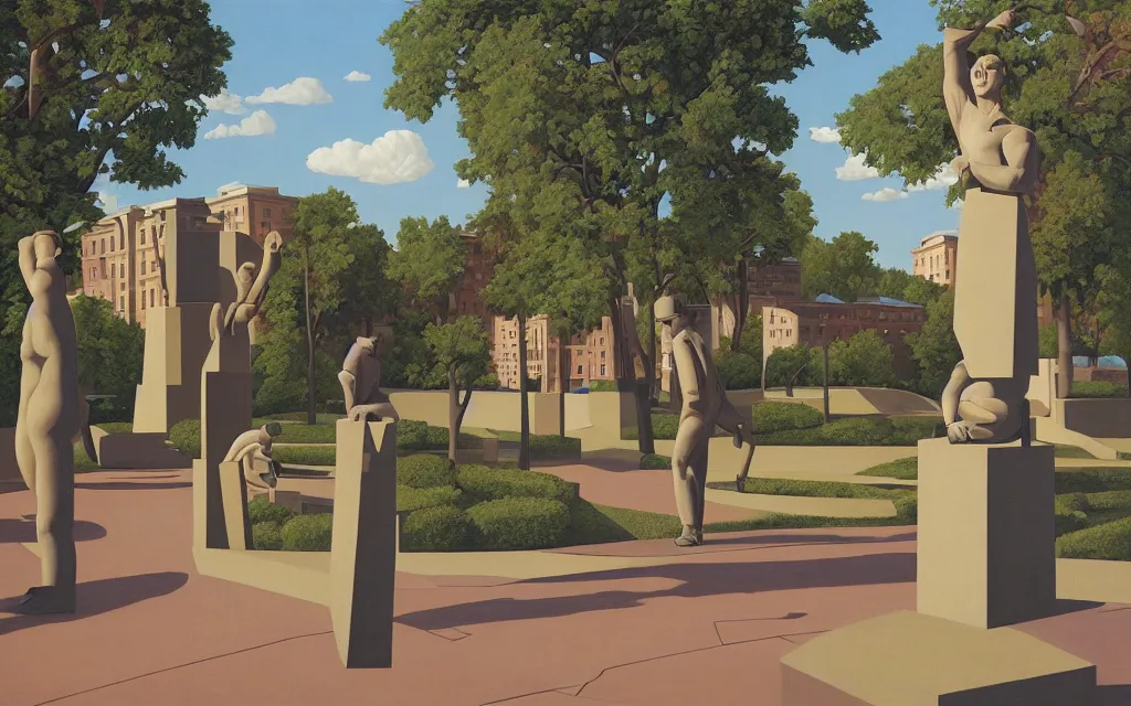 Prompt: the statue park in st. petersburg, by kenton nelson,