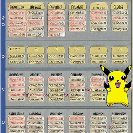 Prompt: Pokémon type chart. Detailed helpful graph.