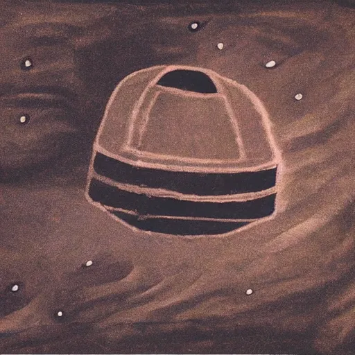 Prompt: cave painting of a ufo