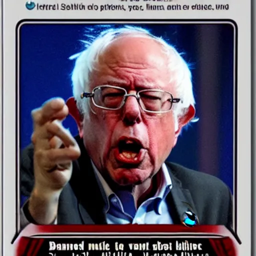 Prompt: bernie sanders on a magic the gathering card