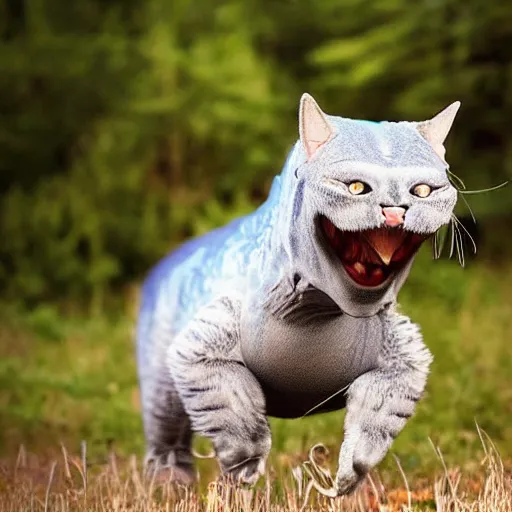 Image similar to a trex - cat - hybrid, animal photography