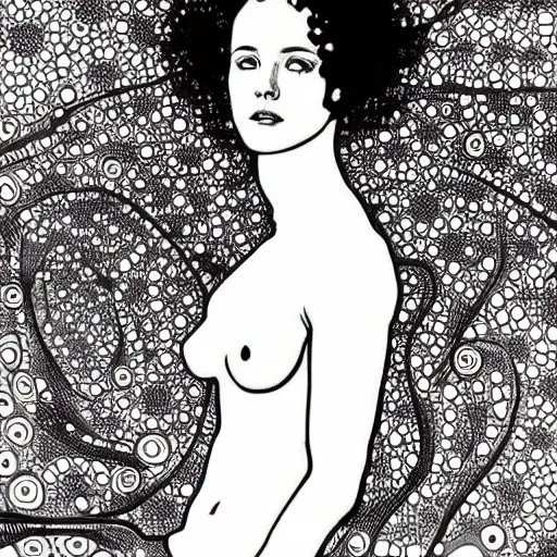 Prompt: mandelbulb portrait of a beautiful woman by apollonia saintclair, moebius, klimt