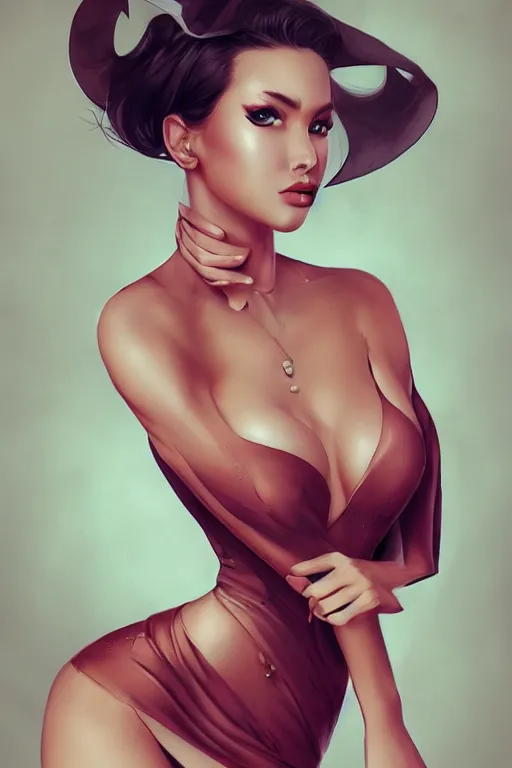 Prompt: Seductive and alluring bodycon dress portrait, by artgerm, WLOP and Ross Tran