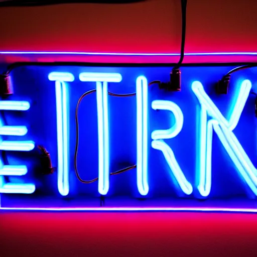 Image similar to neon sign that says in blue letters « error », cinematic