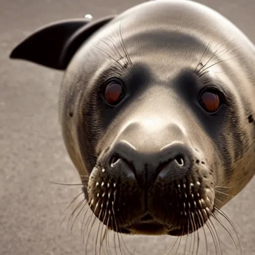 Prompt: a seal mixed with a dog