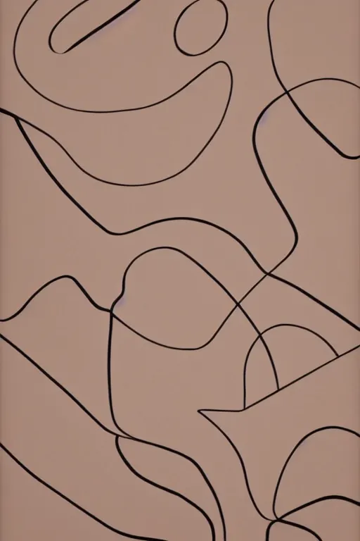 Prompt: abstract minimalist organic shape paper cut flat collage with line in the style of Matisse in muted sepia Colors on crisp white copy paper with negative space , ultra-hd , modern art style, renderman