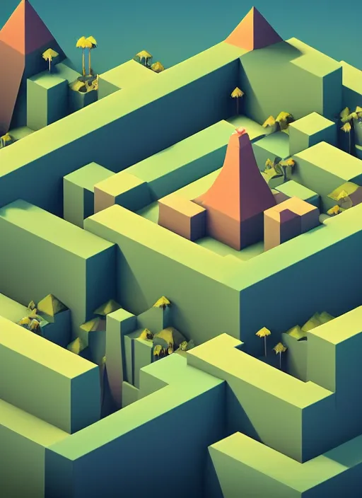 Prompt: a low poly isometric render of madagascar in the style of monument valley, intricate, elegant, smooth shading, soft lighting, illustration, simple, solid shapes, by magali villeneuve, jeremy lipkin and michael garmash, rob rey and kentaro miura style, octane render