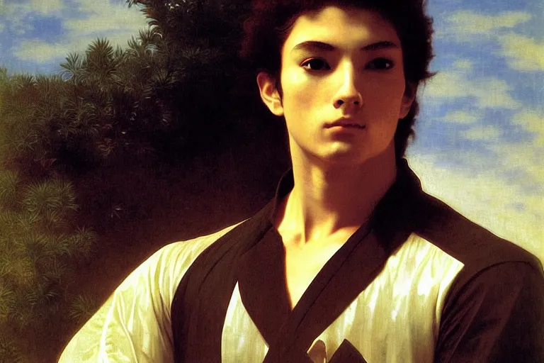 Prompt: portrait of a kamen rider, majestic, solemn, by bouguereau